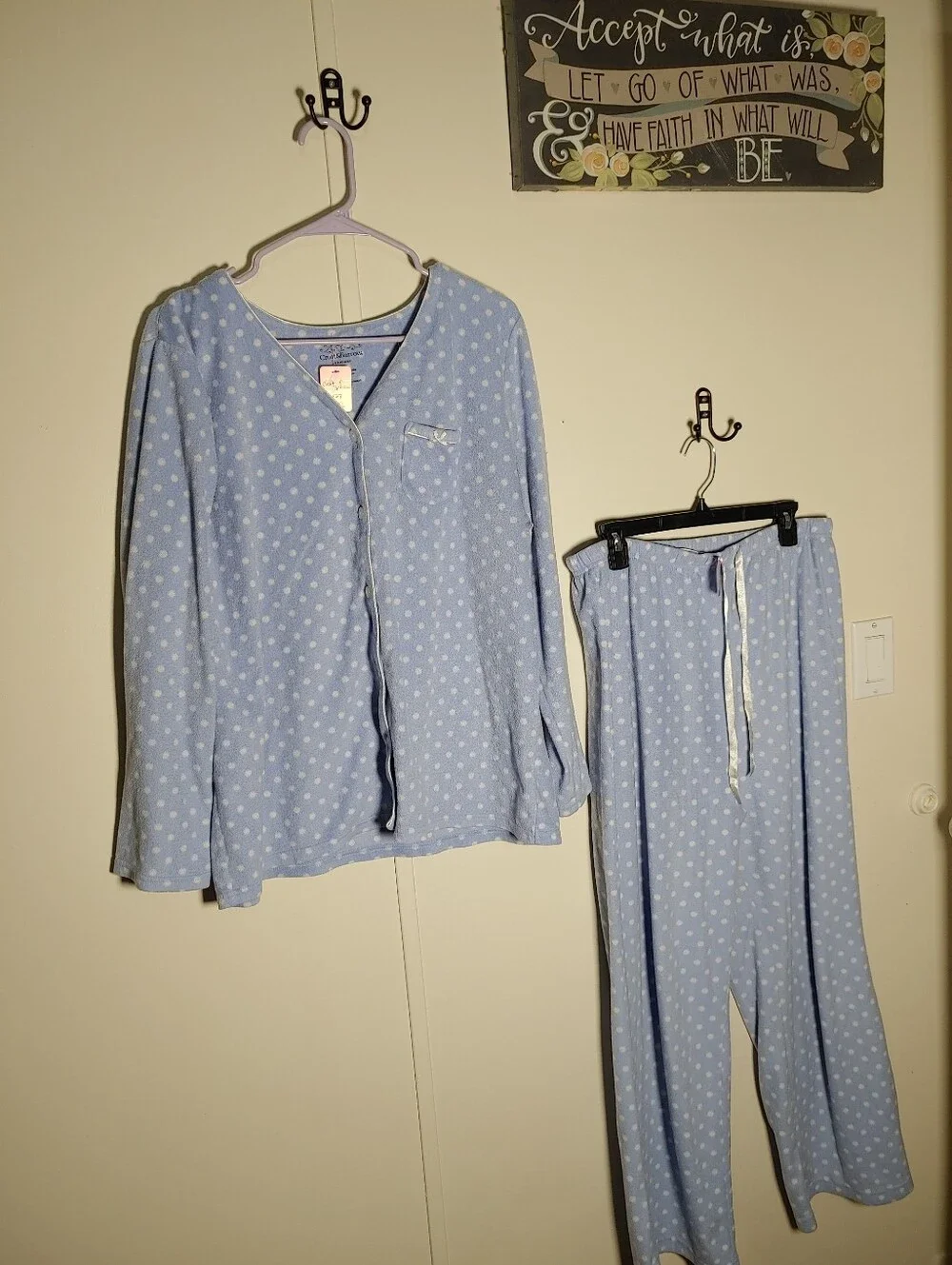 Croft & Barrow XL Periwinkle Polka Dot Long Sleeve Soft Pajama Set